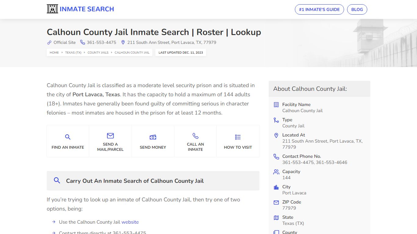 Calhoun County Jail Inmate Search | Roster | Lookup