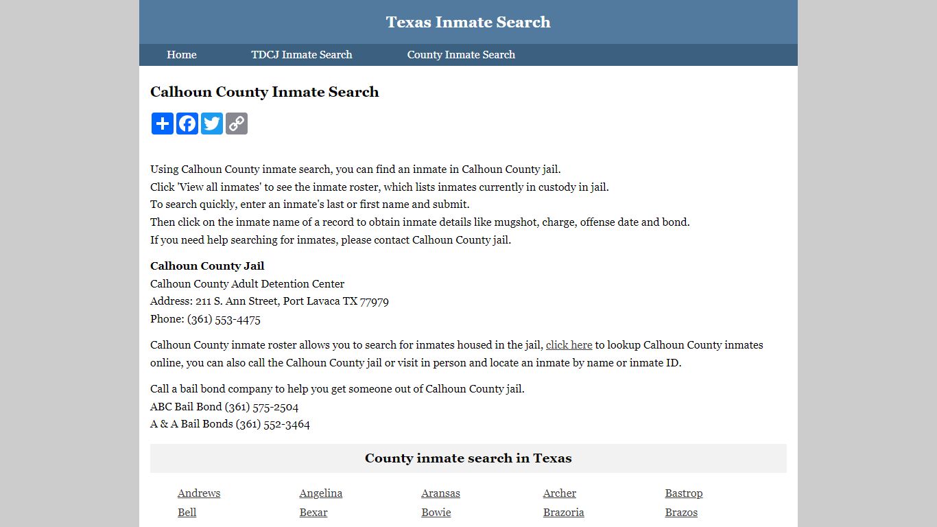 Calhoun County Inmate Search